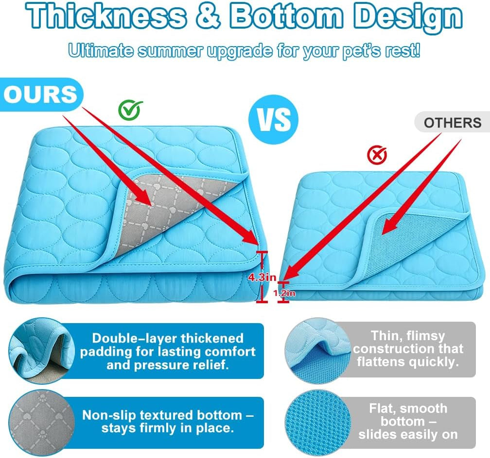 Dog Cooling Mat 2026 Upgraded Arc-Chill Cooling Dog Bed Mat, Washable Pet Cooling Pad (Q-Max>0.4) Cooling Mat for Dogs & Cats Indoor & Outdoor Car Seats (Blue, 40X28 In)